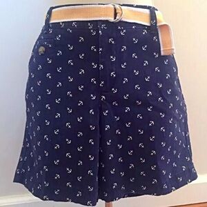 DOCKERS Shorts Women's Navy Blue Anchor w/ Belt